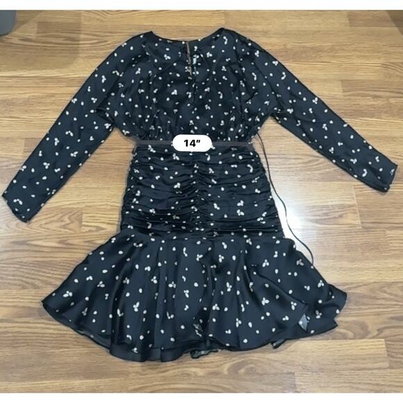 Silvia Tcherassi Rachel Flounce Hem Black Dress XS Pink Ruffle Cocktail Party - Picture 10 of 15